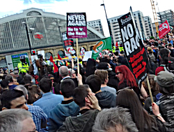 Pic: Protestors outsaide Lime St staion