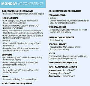 Pic: Monday Conference Agenda